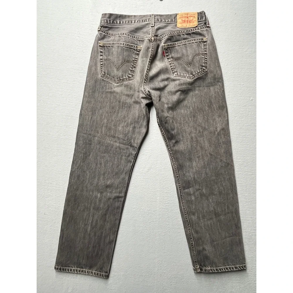 Levi's 501 W35 L34 (32x28) MEN Black Faded Denim Jeans Button Fly Y2K
